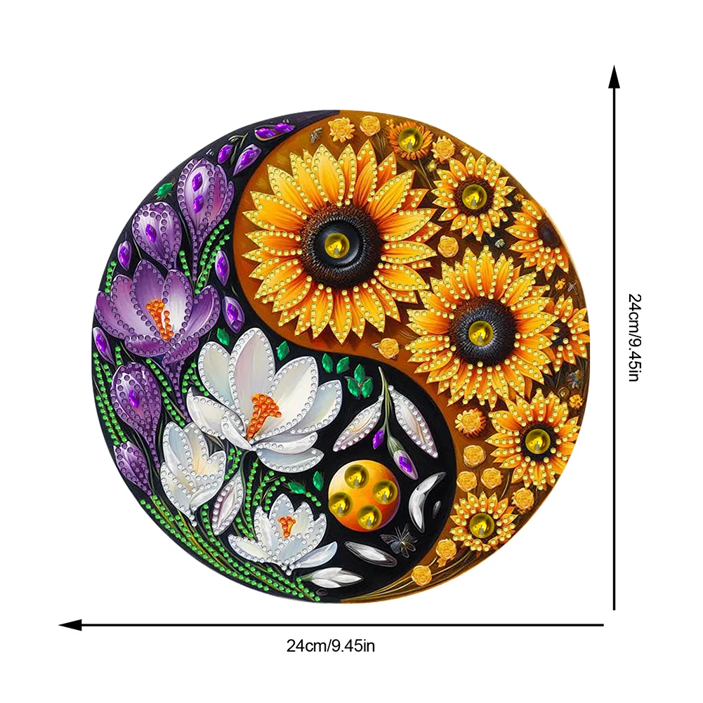 Flower Yin Yang 2D Flat DIY Diamond Painting Set Diamond Art Pendant Home Decor