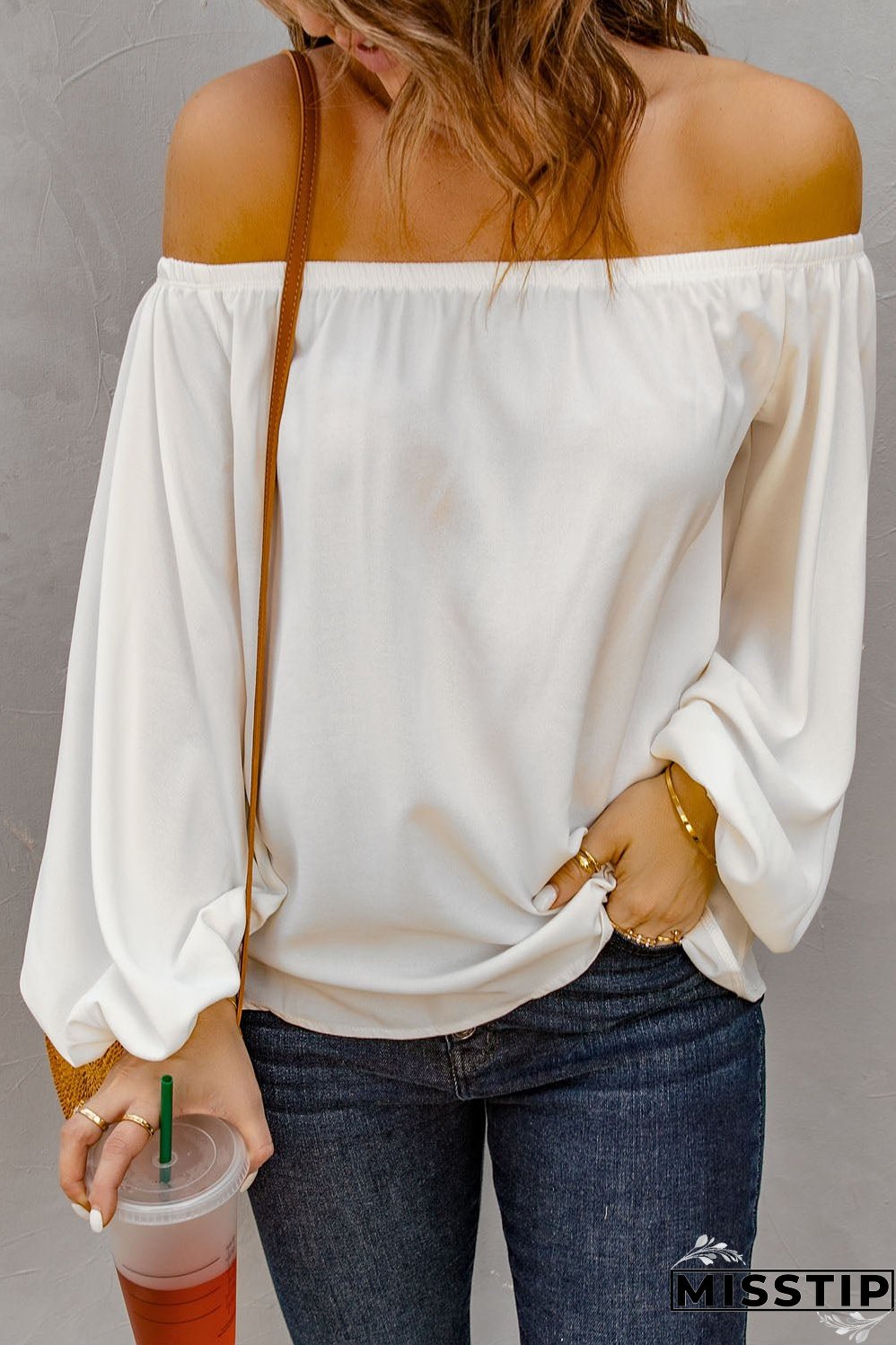 Versatile White Off-Shoulder Shirt