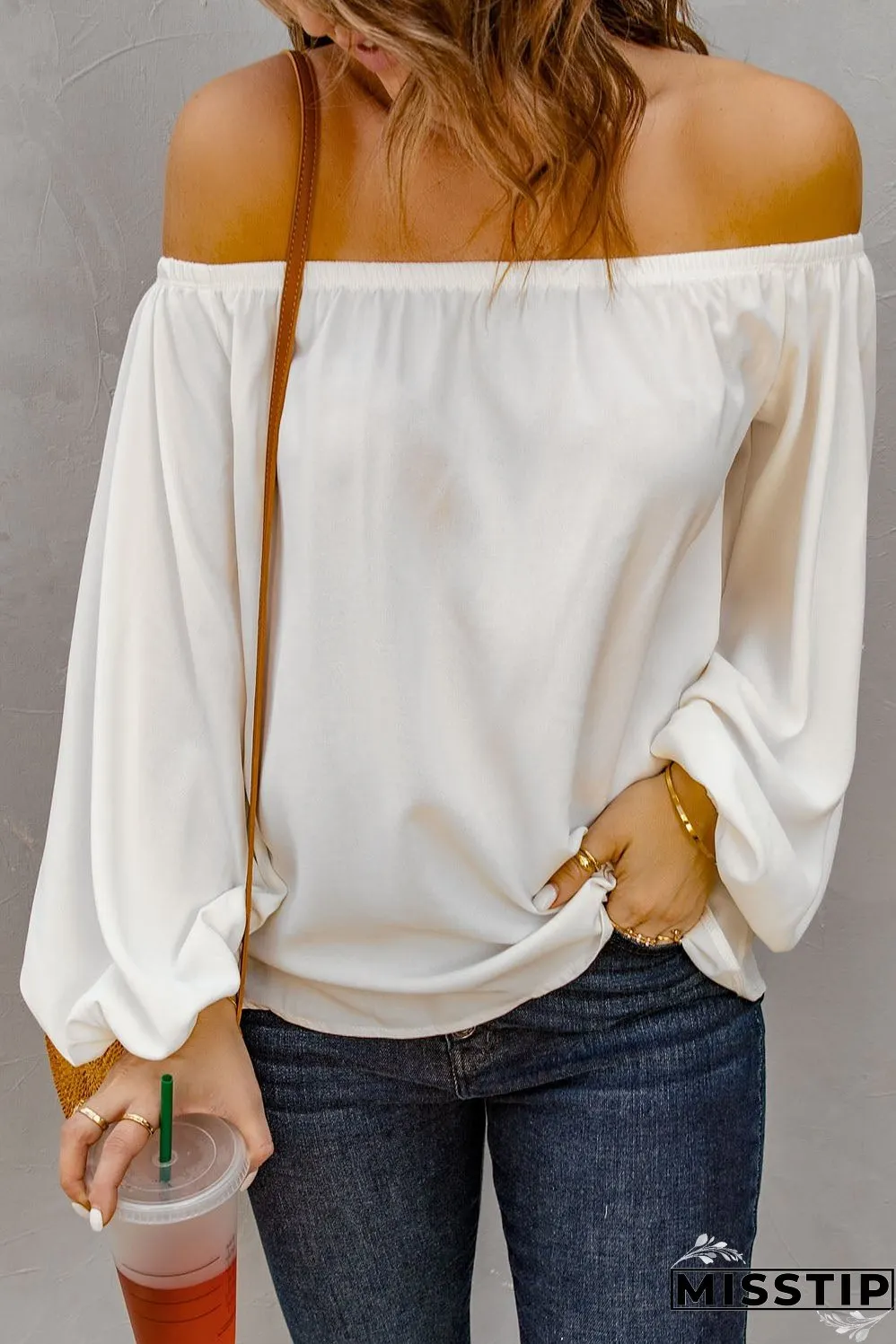Versatile White Off-Shoulder Shirt