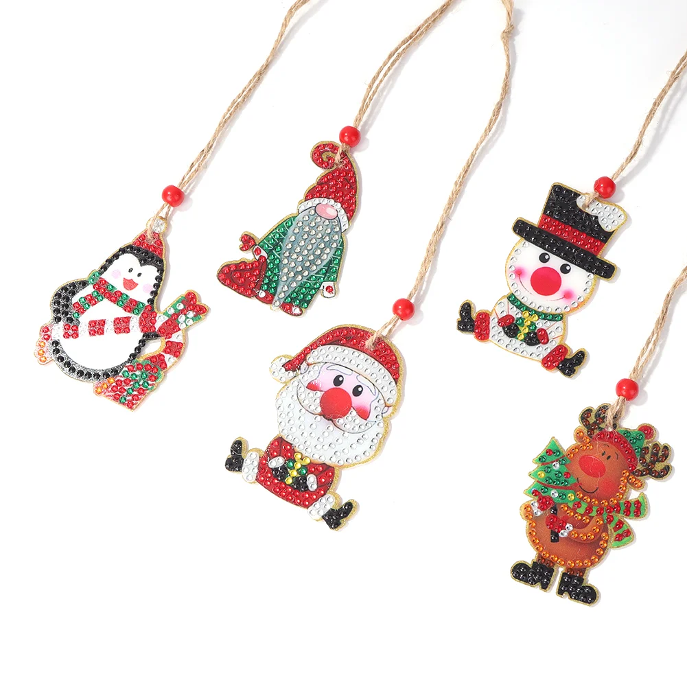 5pcs DIY Diamond Painting Xmas Trees Pendant(Both Sides)