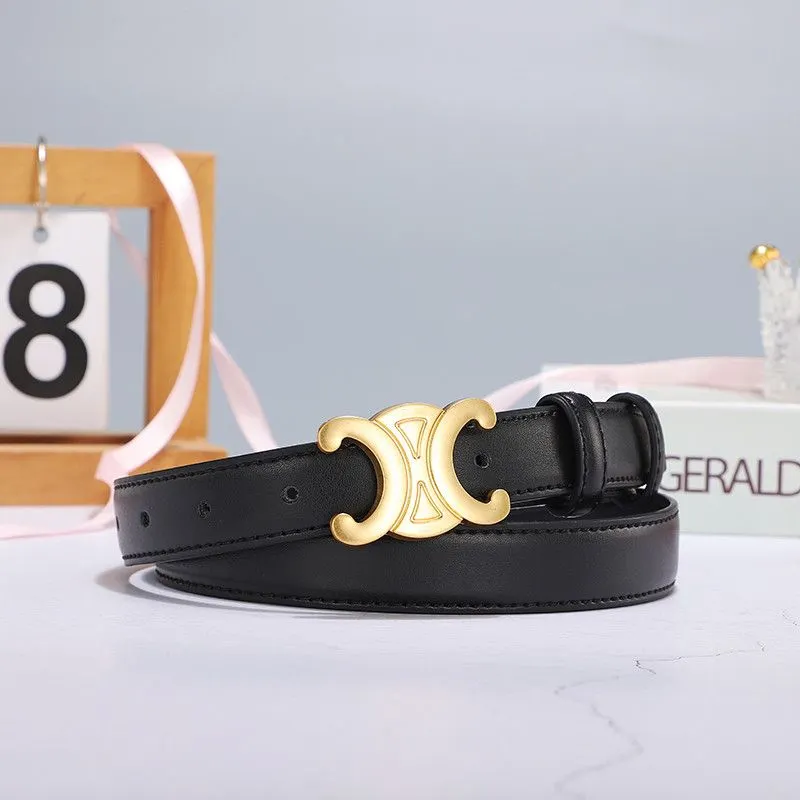 Arc de Triomphe Women's Belt Genuine Leather Versatile Jeans Belt Brown Belt for Women 2023 New Fashion Decorative Suit Belt