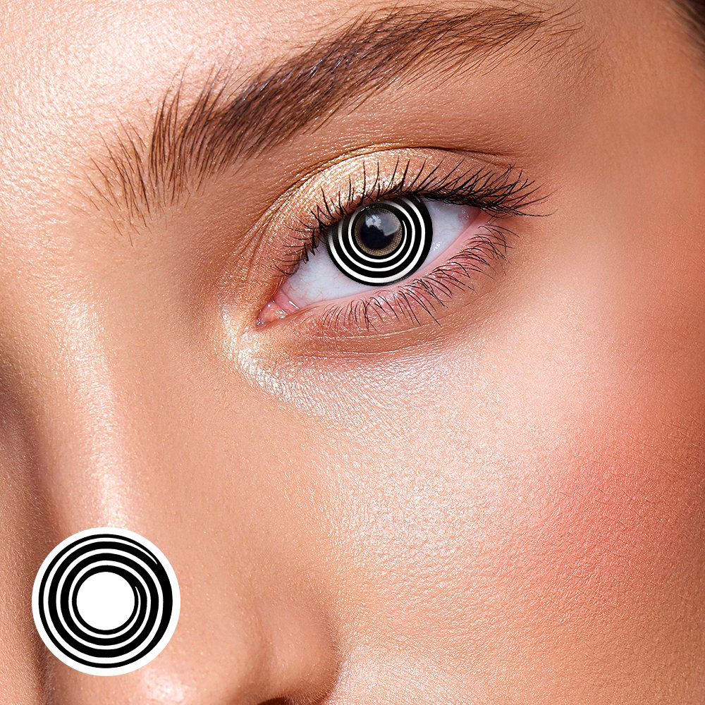 Sharingan SWIRL Black & White Prescription (12 months) Cosplay Contacts