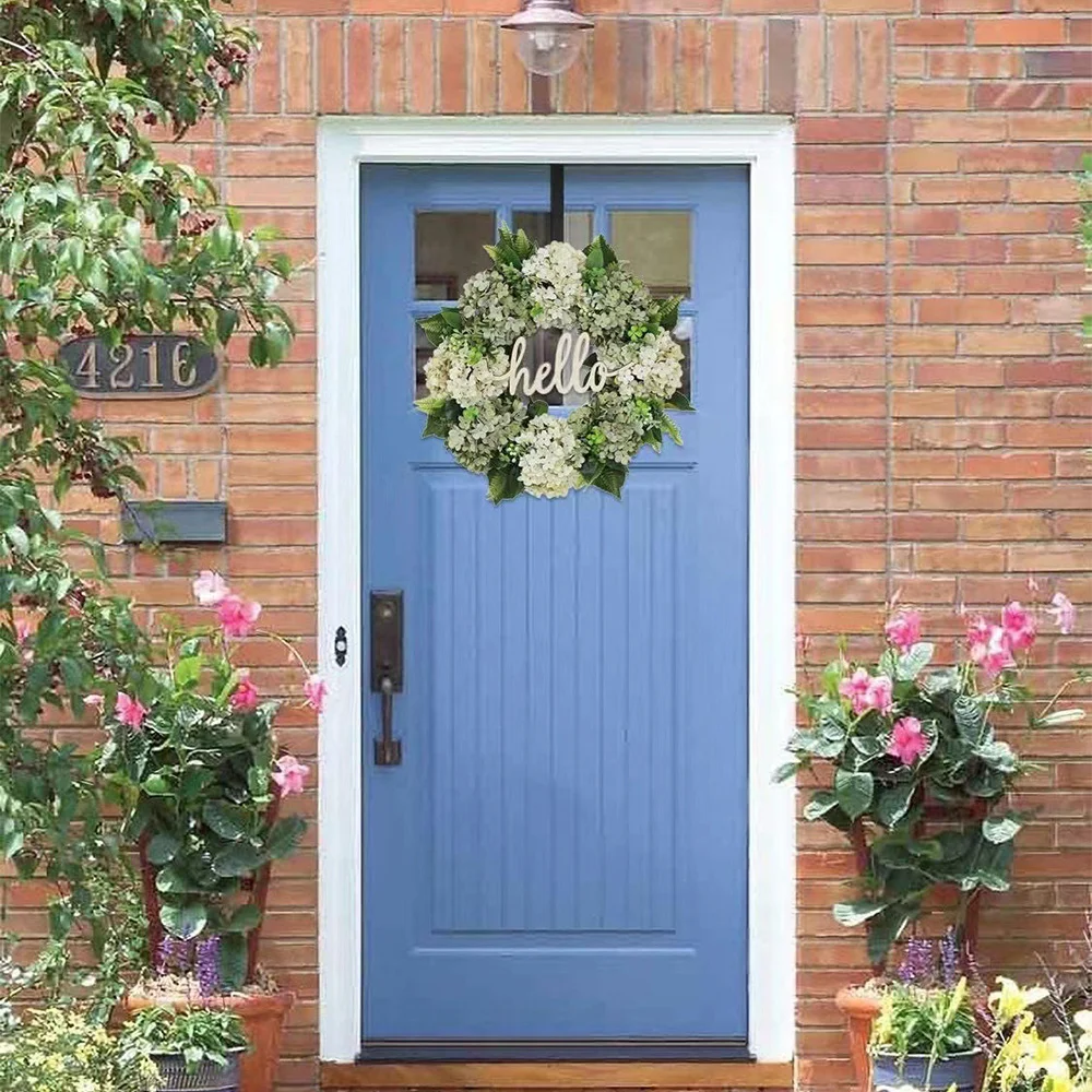 New hello hydrangea vine circle wreath window decoration