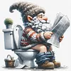 Gnome Going To Toilet-11CT Stamped Cross Stitch 45*45cm/17.72*17.72in tapestrymarket