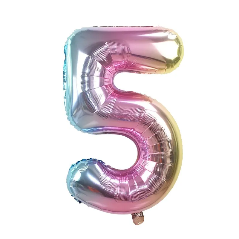 32inch Iridescent Rainbow Color Number Foil Balloons Birthday Wedding Party Decoration Digital Balloon Number Air Ballon Globos