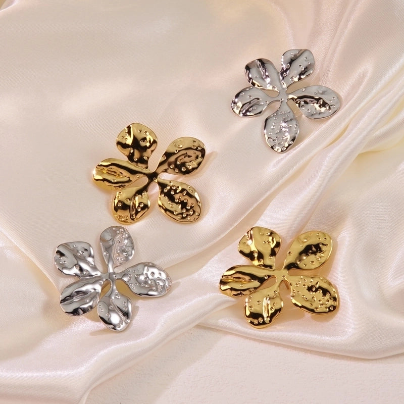 1 Pair Exaggerated Sweet Cool Style Flower Plating 304 Stainless Steel Imitation Gold  Ear Studs