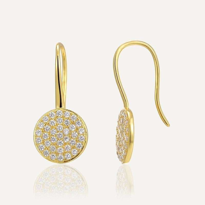 1 Pair 14K Gold Plated 925 Sterling Silver Zircon Round Ear Hook