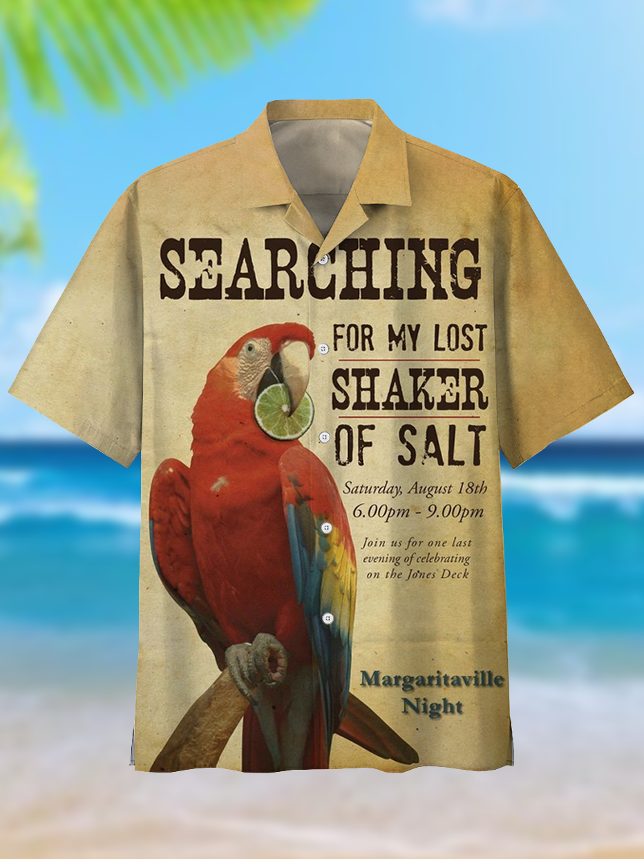 Men's Retro Hawaii Vacation Cartoon Icon Cuban Collar Print Shirt PLUSCLOTHESMAN