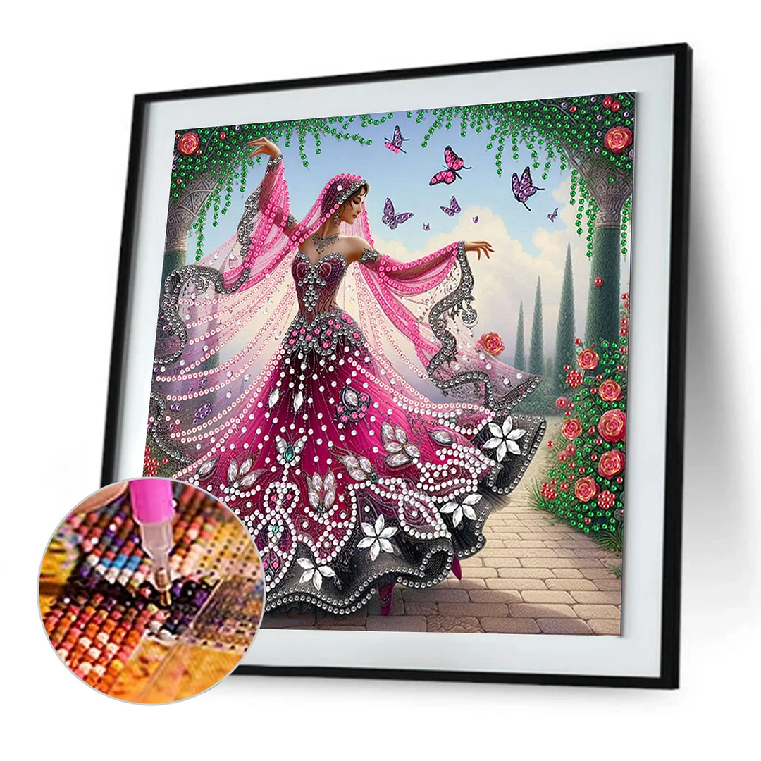 Dancing Beauty - Diamond Painting - Partial Special Shaped Drill(Canvas|30*30cm)