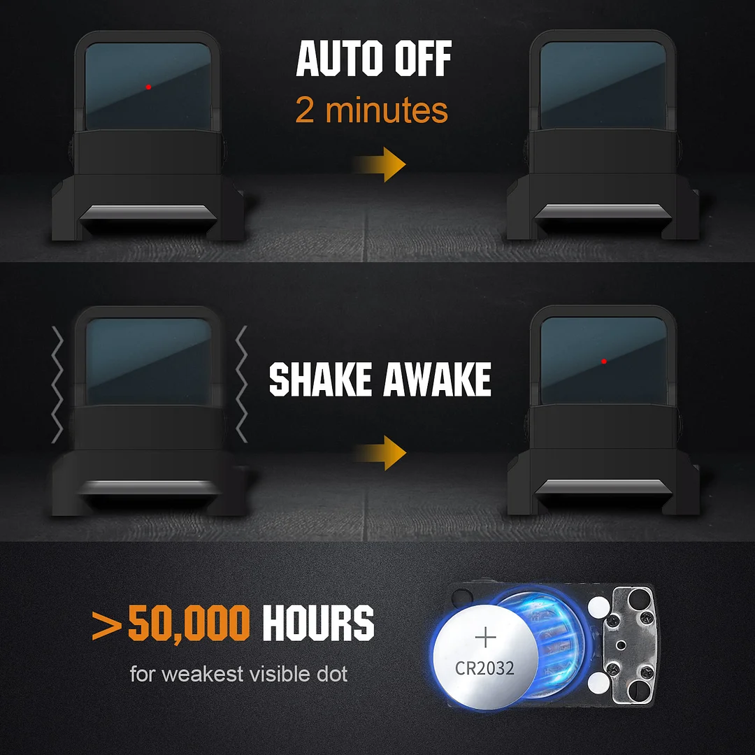 ohhunt® 1X21X15mm Red Dot Sight 3 MOA Reflex Sight Pistol Red Dot Scope with 21mm Picatinny Rail Mounts 10 Brightness Settings Shake Awake IPX67 Waterproof