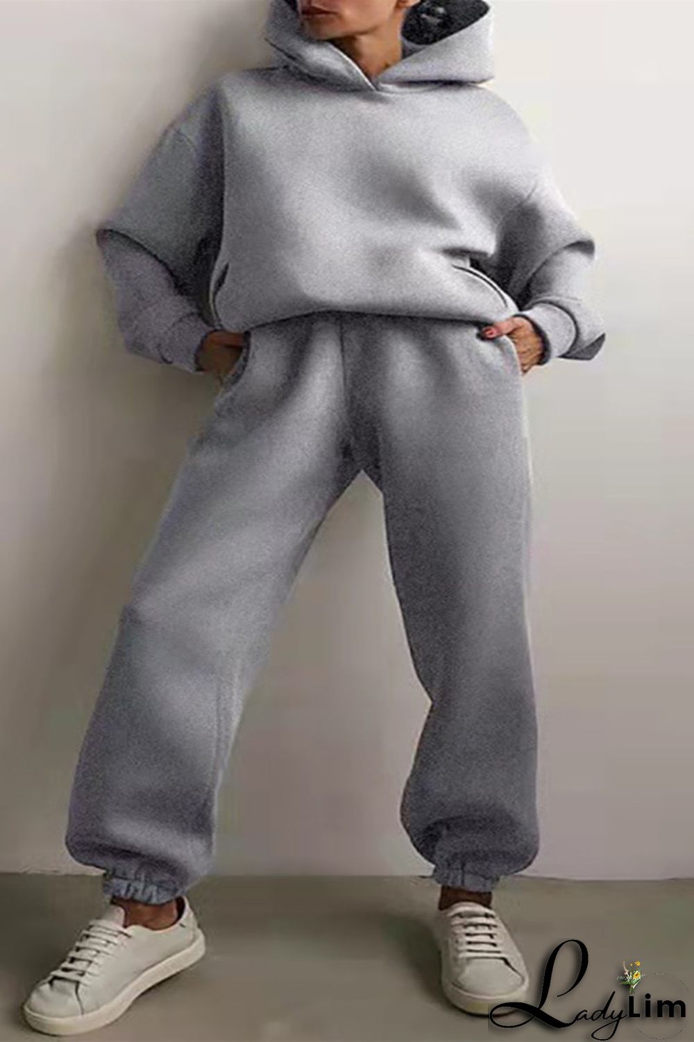 Purple Fashion Casual Solid Basic Hooded Collar Long Sleeve Two Pieces