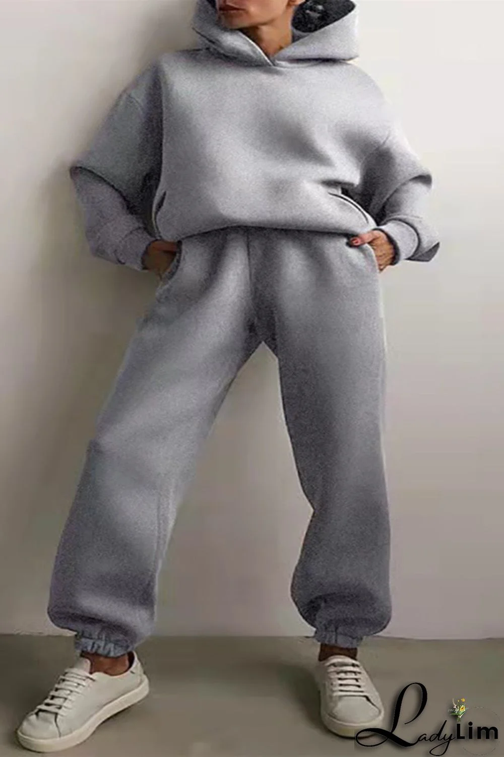 Purple Fashion Casual Solid Basic Hooded Collar Long Sleeve Two Pieces