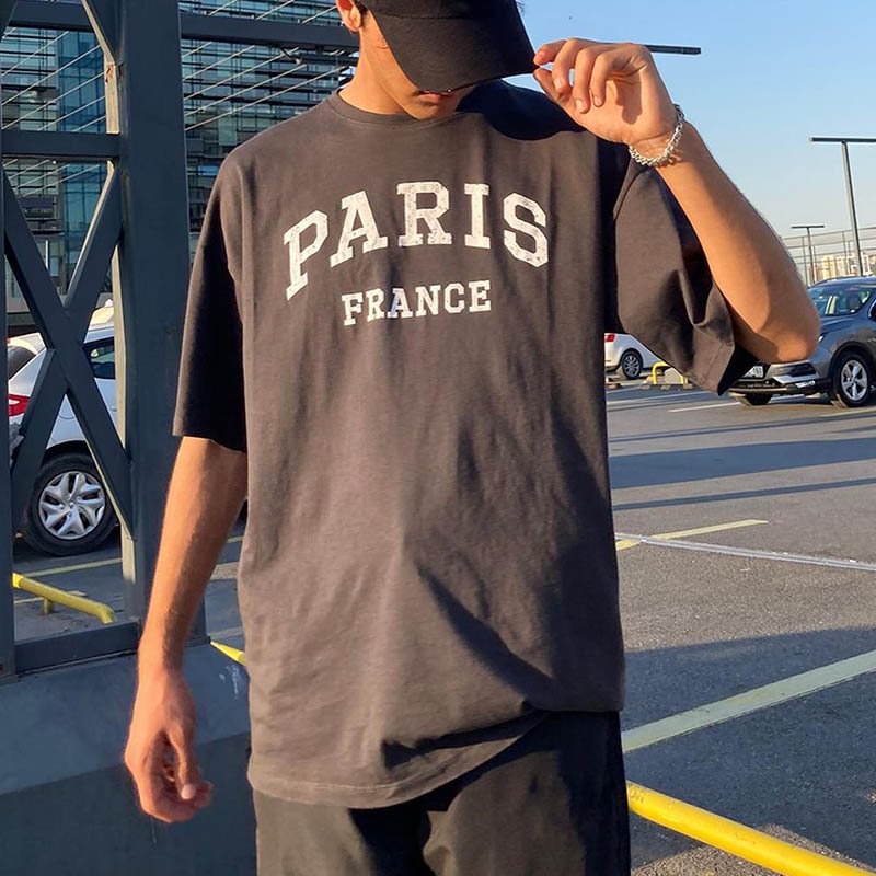 Retro Paris Print Short-sleeved T-shirt