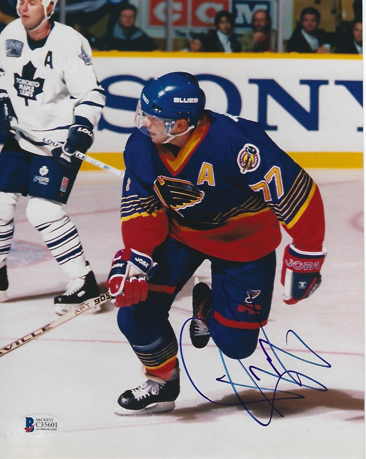 PIERRE TURGEON Signed St. Louis BLUES 8x10 Photo Poster painting w/ Beckett COA