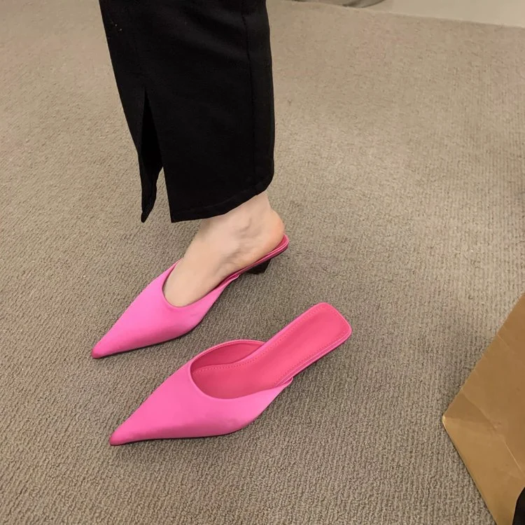 Yyvonne Drag Slippers Low And Back Half-Drag 2025 Summer New Baotou Cat With Casual Leopard-Print Cold Slippers