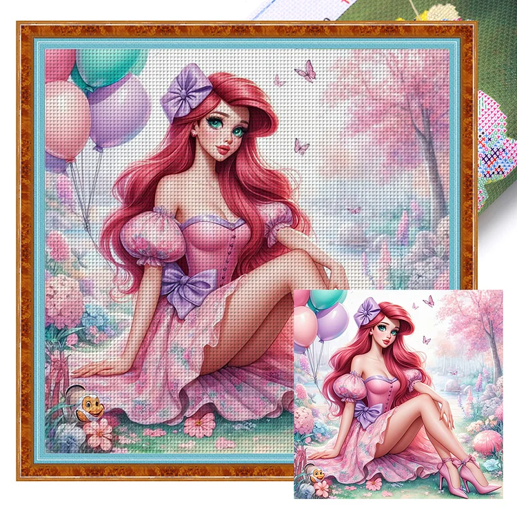 Disney-Princess Ariel (35*35cm) 18CT Stamped Cross Stitch gbfke