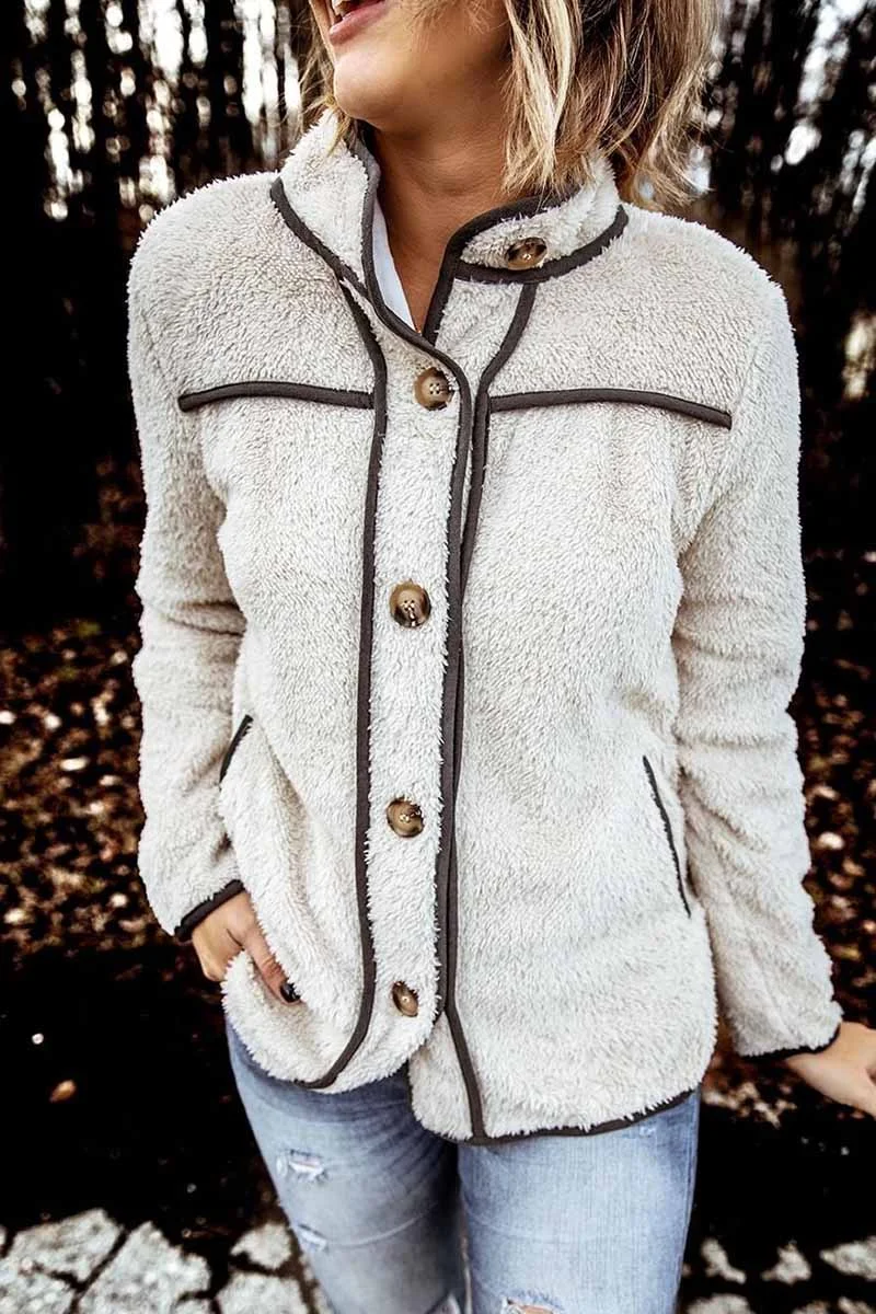 Abebey Stand-up Collar Stitching Button Coat