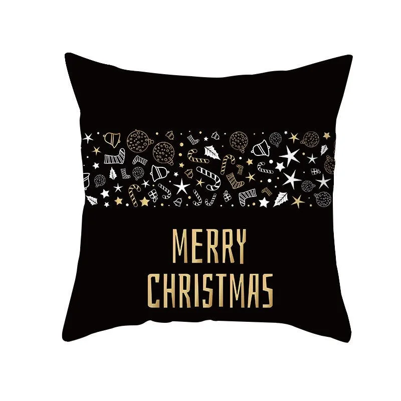 Black Gold Christmas Pillowcase Snowflake Elk Xmas Tree Pillow Merry Christmas Decoration for Home Navidad Present Noel 2021 New