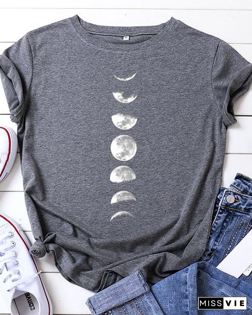 Women Print Daily Short Sleeves T-Shirts