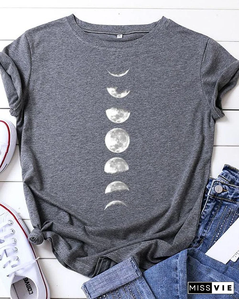 Women Print Daily Short Sleeves T-Shirts