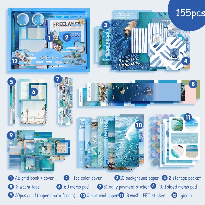 Journalsay 155 Pcs/set Vintage Loose-leaf Book Gift Box Set
