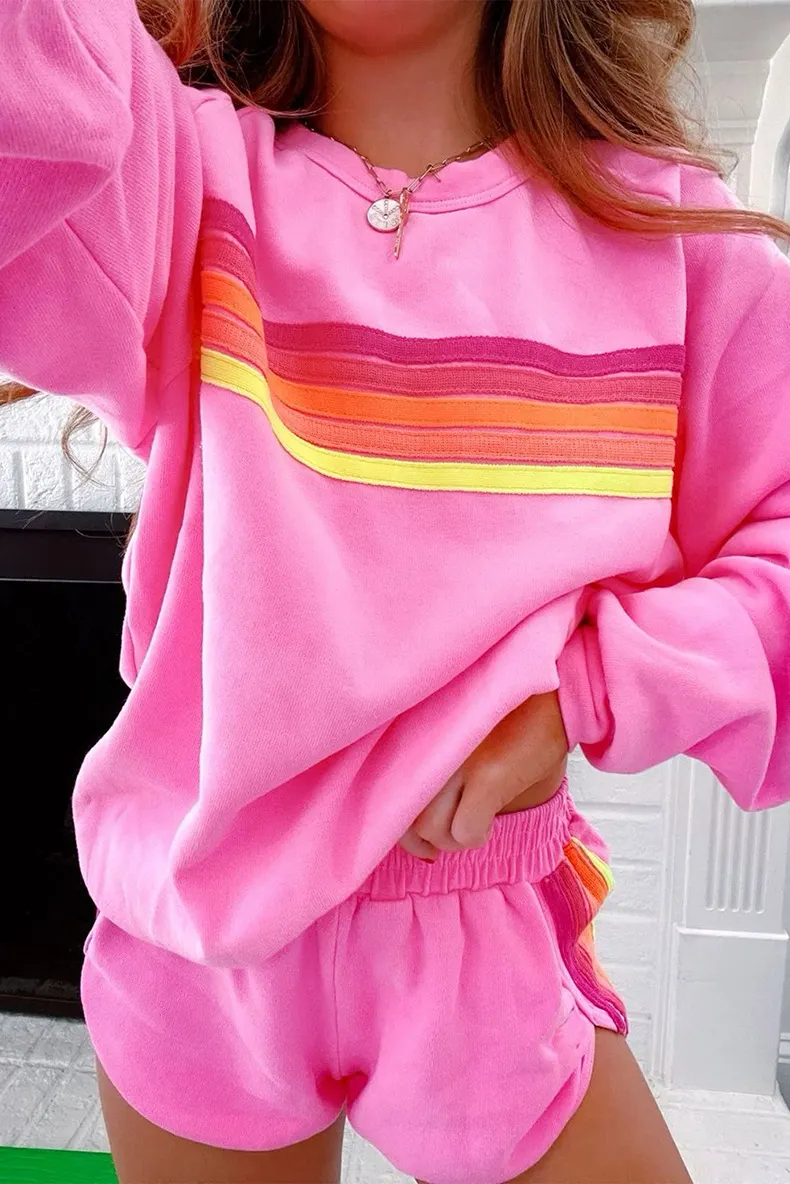 Fall Loose Slim Fit Casual Two Piece Sets Women Trend Color Matching Long Sleeve Women