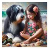 Diamond Painting -DIY Round Drill Girl & Dog