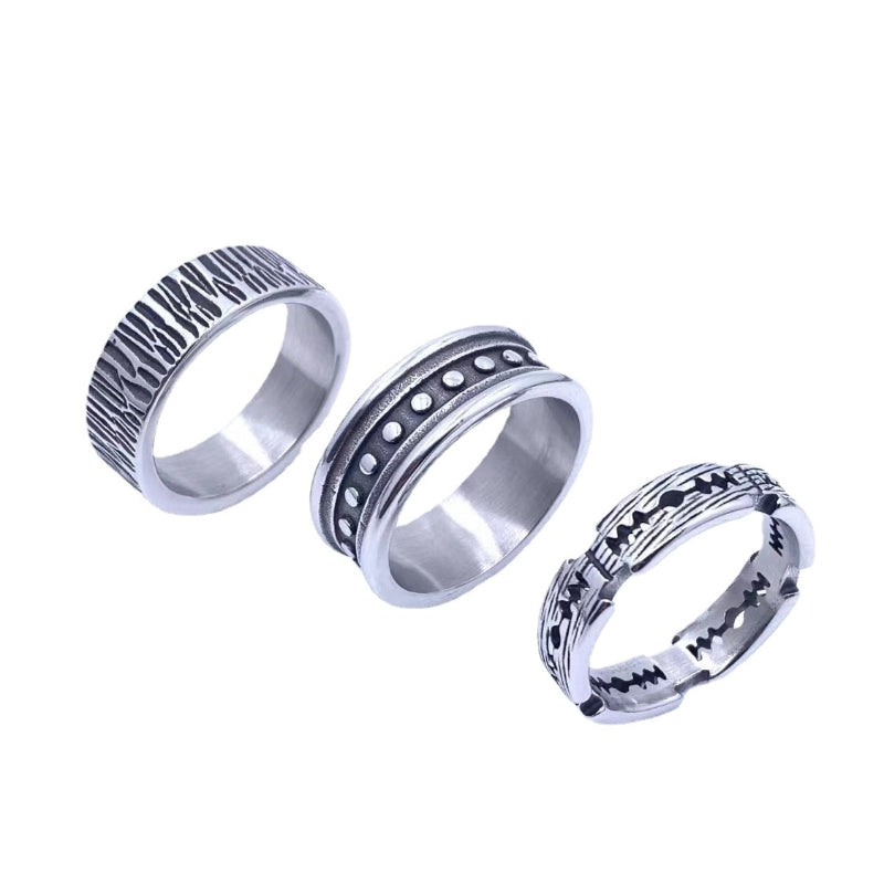 Minimalist Geometric 304 Stainless Steel Hollow Out Men's Rings