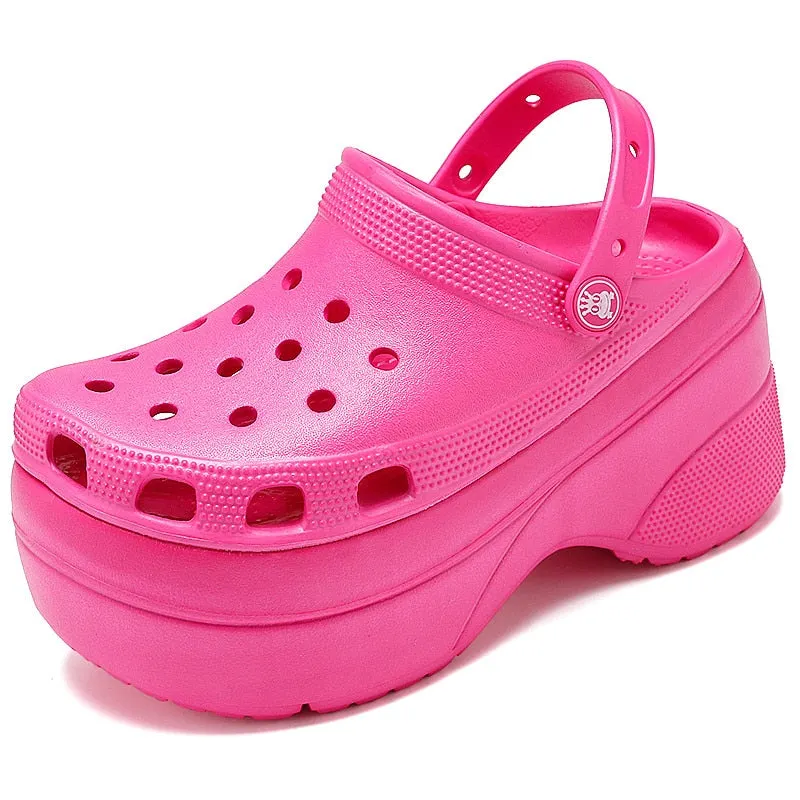 Summer Green Platform High Heels Sandals Non-slip Wedges shoes for Women 10 cm Increase Fashion Garden Shoes