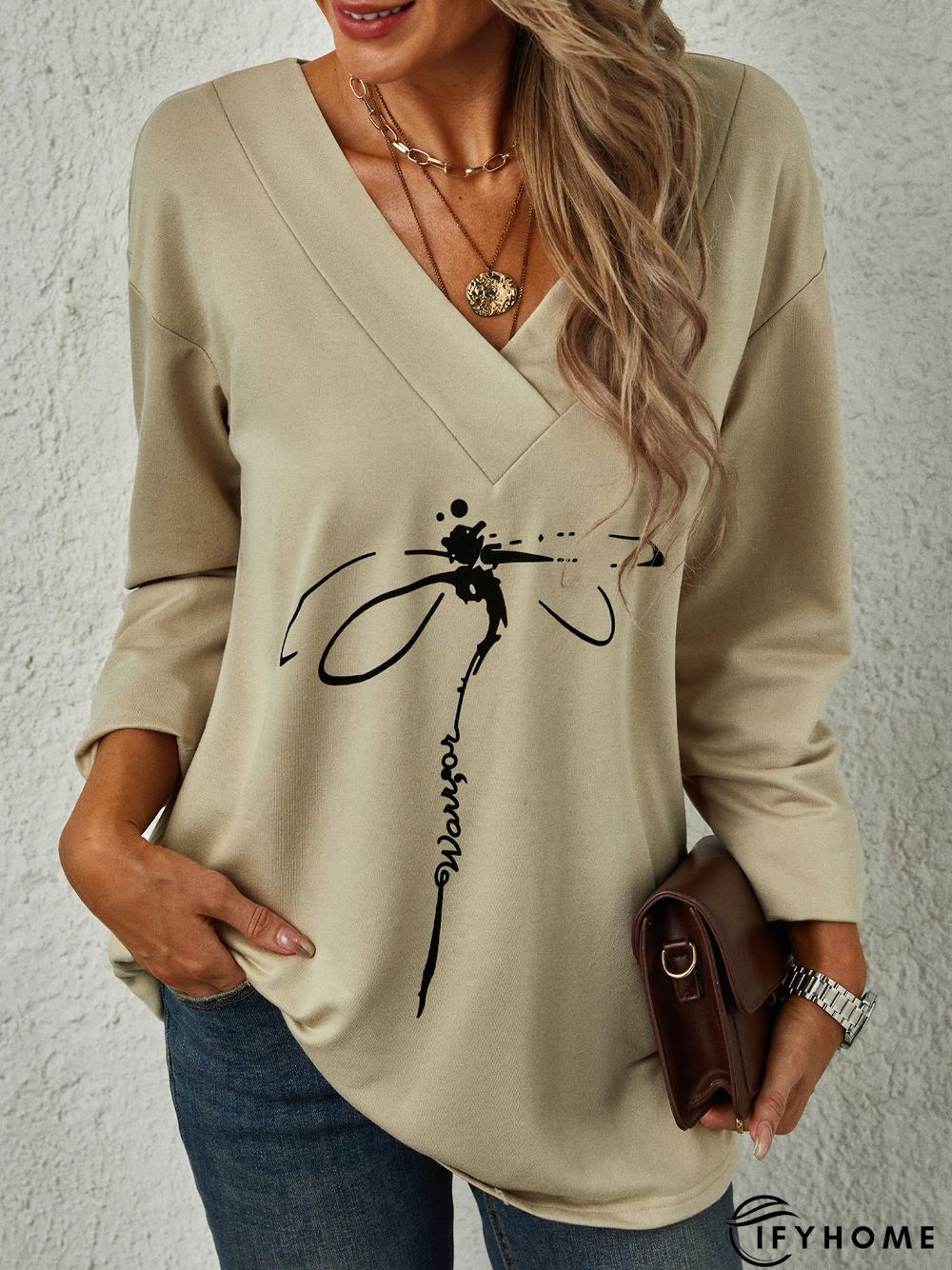 Casual Long Sleeve Printed Tunic Top | IFYHOME