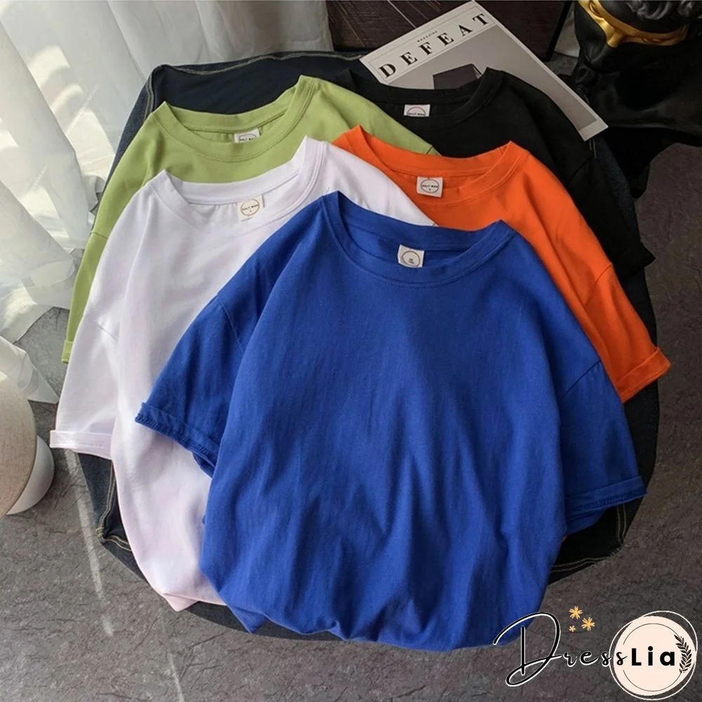 Summer Short Sleeve T-Shirt Women Tee Shirt Loose Solid Basic T Shirt Women Casual O-neck Hipster Tshirt Top 5XL