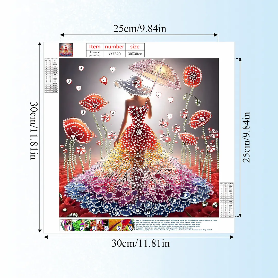 Diamond Painting - Partial Special Shaped Drill - Beauty in Floral Dress(Canvas|30x30cm)
