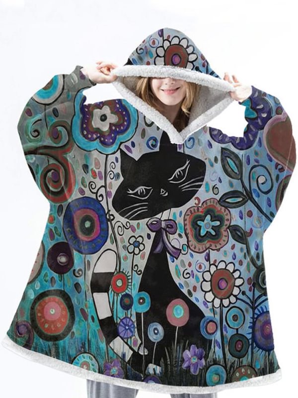Leisure cute animal printed lazy sweater blanket