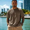 Men's Vintage Brown Waffle Knit Surf Short Sleeve Crew Neck T-Shirt by Inlyline