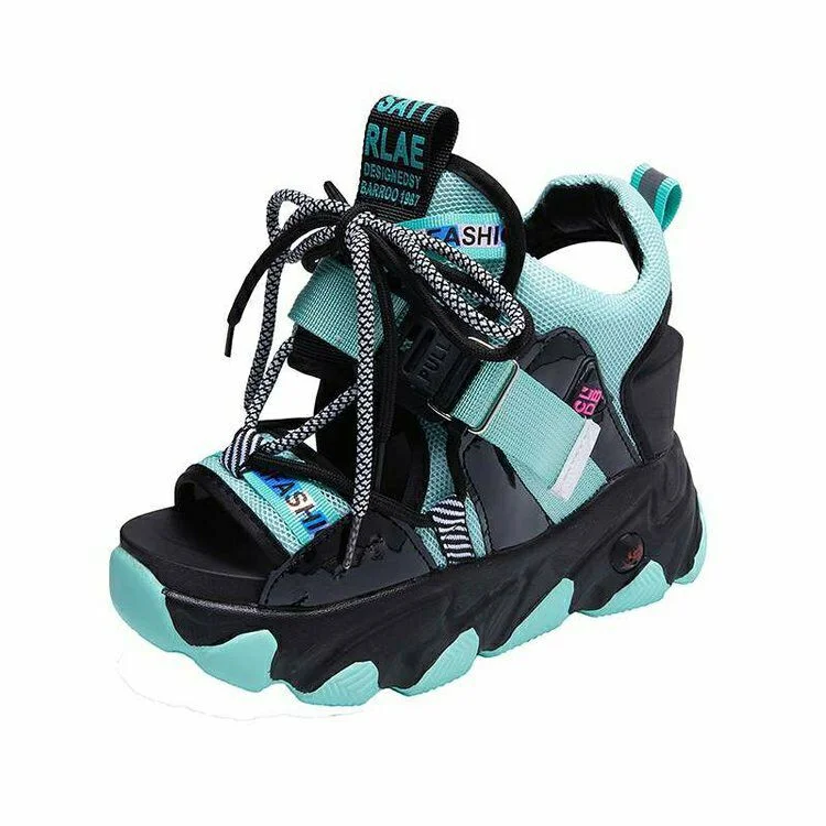 Comemore 2021 Platform Gladiator Sandals Lace Up White Sandals Women High Heels Wedges Casual Sports Shoes Woman Spring Summer