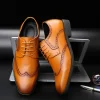 Leather Brogue Mens Flats Shoes Casual Handmade Men Oxfords Dress Shoes