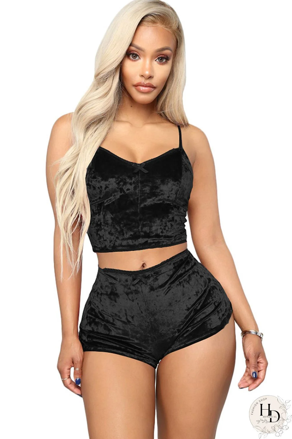 Pink Polyester Sexy Solid Two Piece Suits Straight Sleeveless