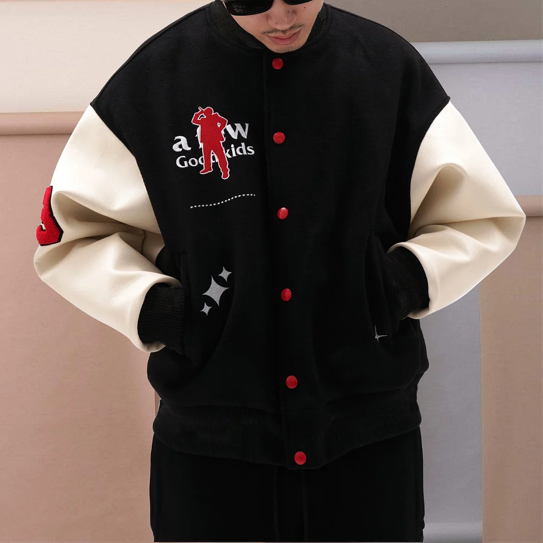 Tide brand pattern retro street style baseball uniform warm jacket
