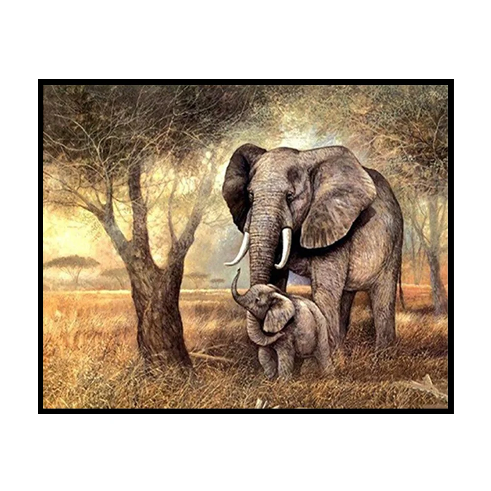14CT Full Stamped Cross Stitch - Elephant(Canvas|40*50CM)