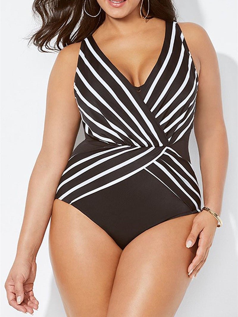 Plus Size Swimwear Sleeveless Floral Printed Tankini