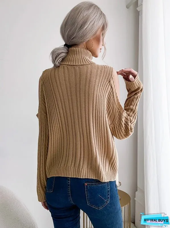 Solid Color Turtleneck Sweater