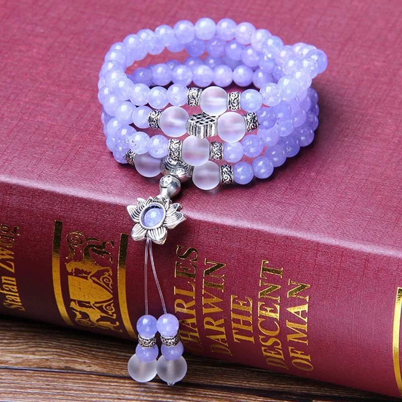 Purple Jasper Bead Strength Bracelet Necklace Mala
