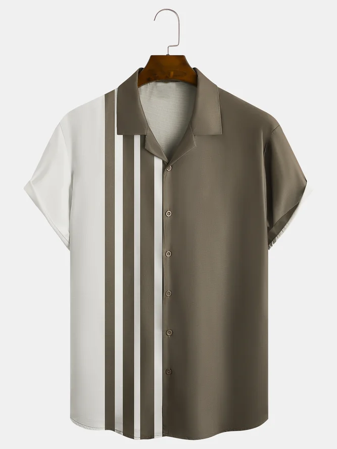 Cotton Casual Style Geometric Striped Linen Shirt