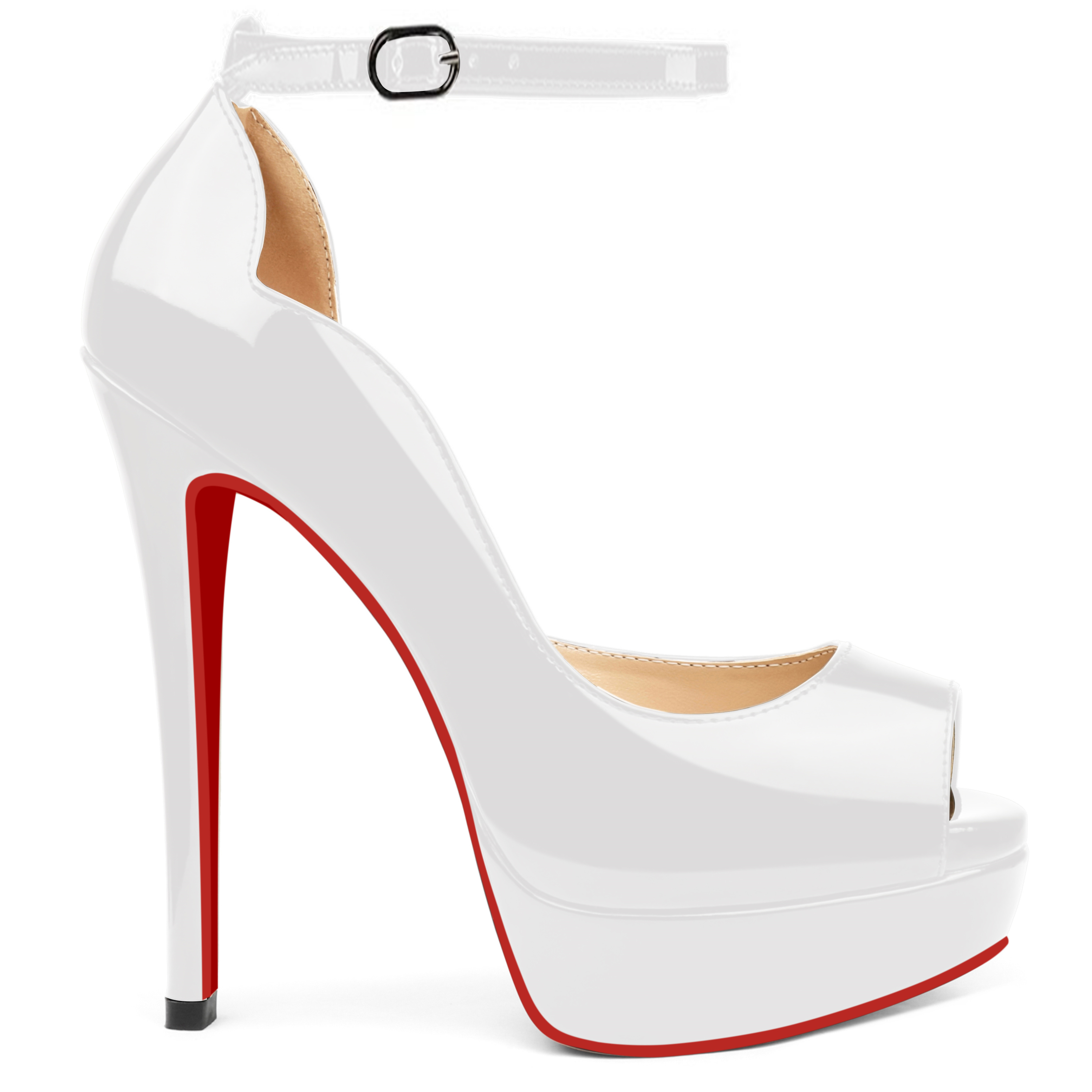 150mm Red Bottom Heels Sky High Platform Ankle strap Pumps Party Shoes-MERUMOTE