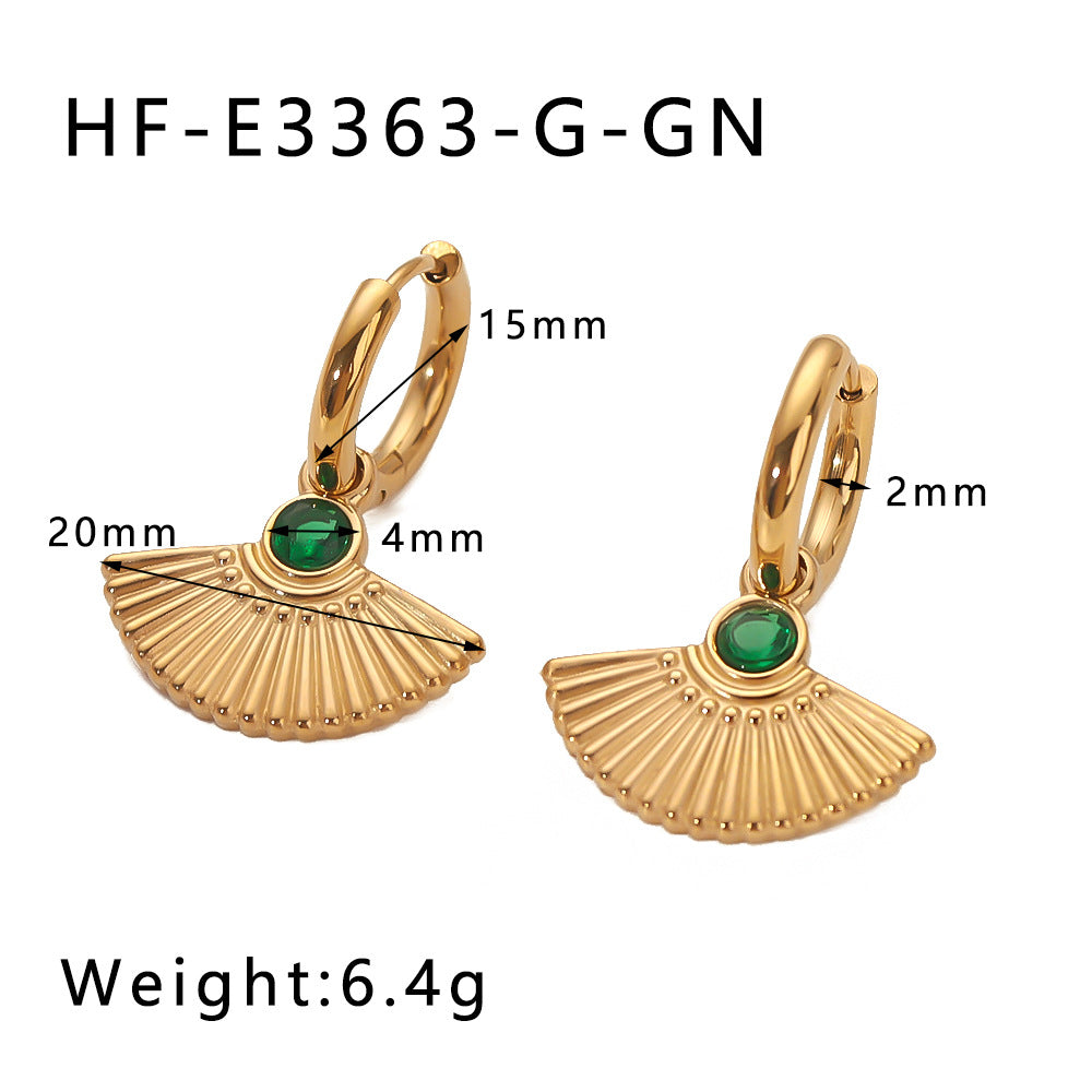 IG Style Dress Fan-Shape Mermaid Tail Geometric Leaf Stainless Steel Electroplating Earrings