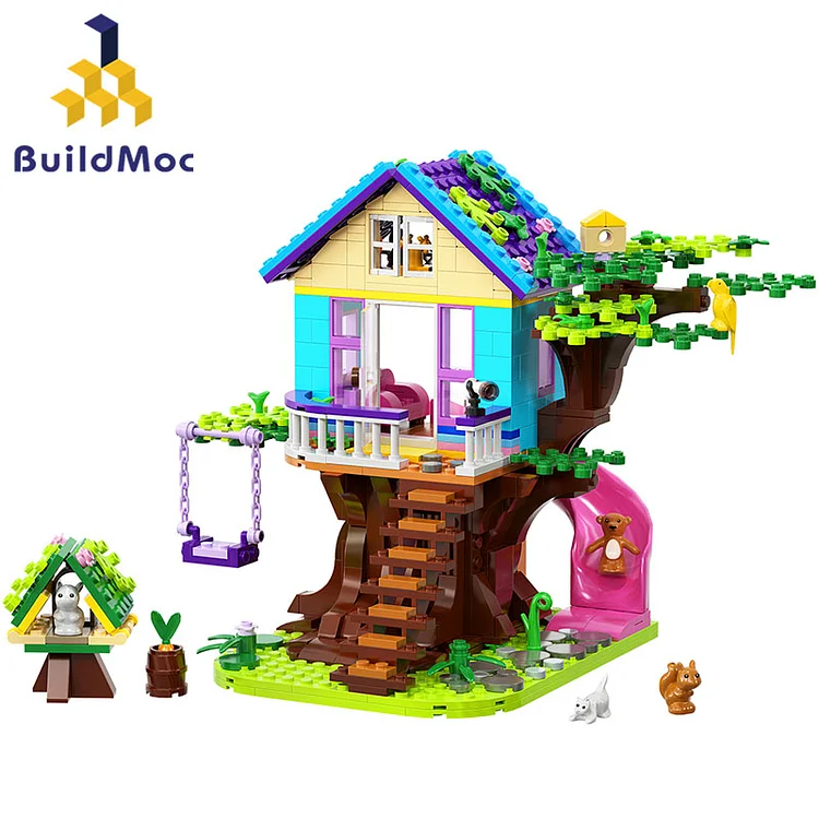 New Animal Tree House BuildMoc Openable Forest Slide Hut Nature Park 