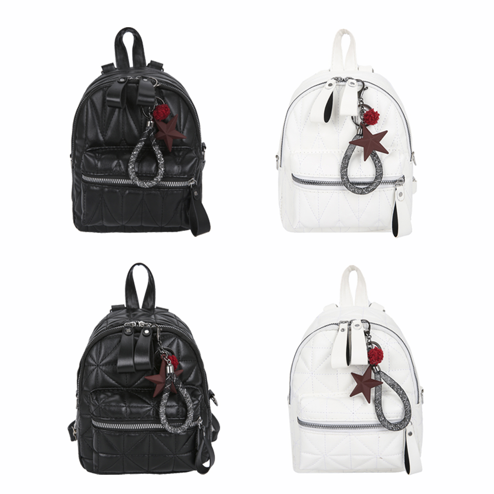 

Solid Color Women PU Leather Backpack Daily Bag Lady Small Shoulder Bags, White b, 501 Original