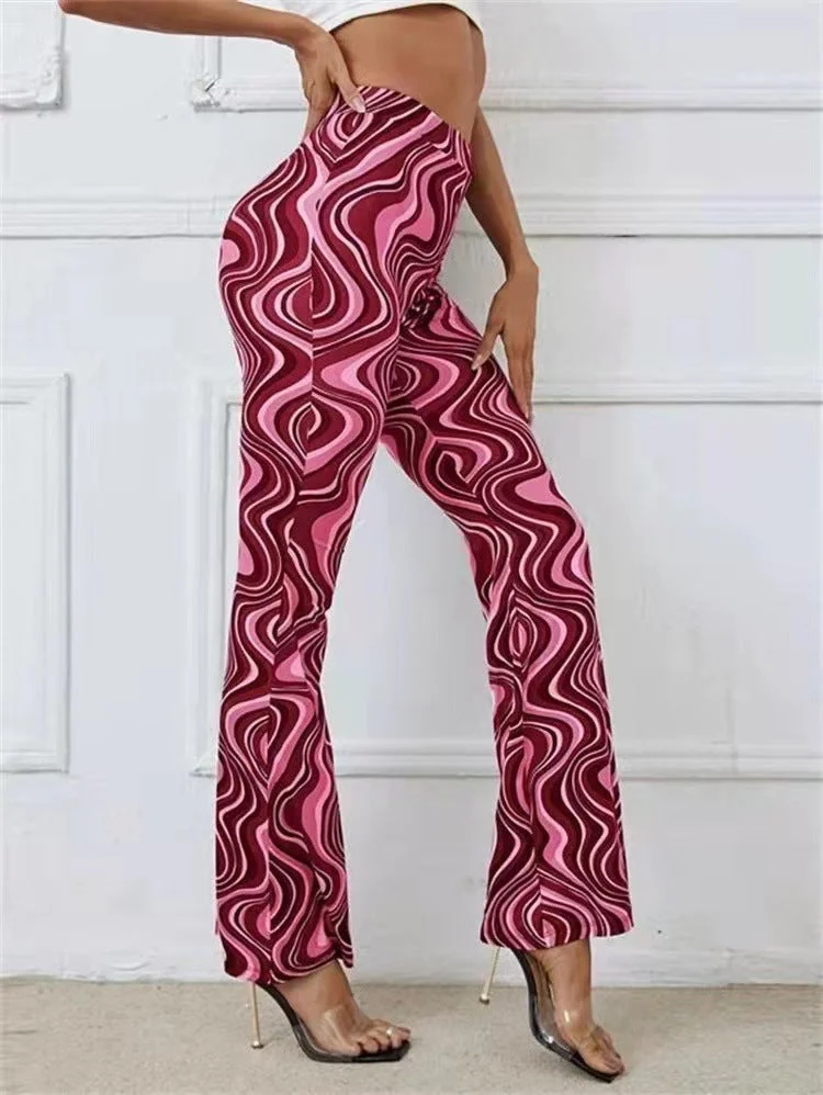 Spring and summer new women's water ripple Yoga casual pants flare pants