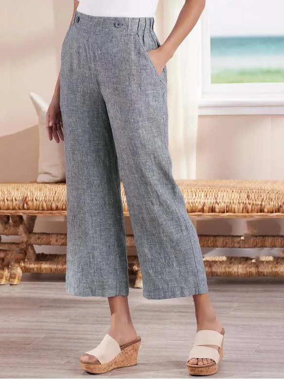 Loosen Plain Cotton Blends Pants