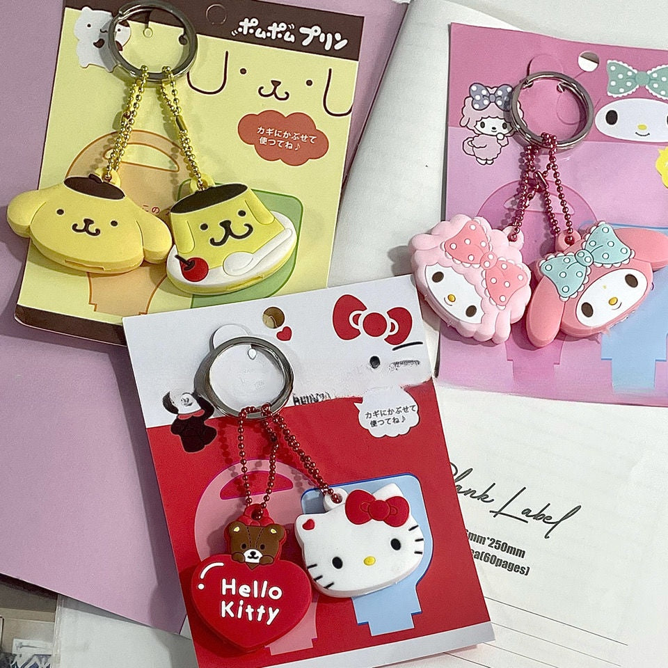 Hello Kitty / My Melody / Pompom Purin Key Cap Ring Keyring 2 PCS Set A Cute Shop - Inspired by You For The Cute Soul 